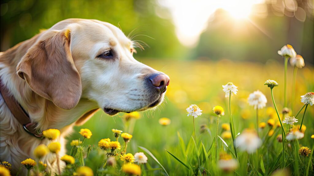 Hund ist in der Natur.